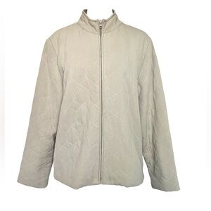 Y2K Silk Blend Quilted Jacket Beige Medium